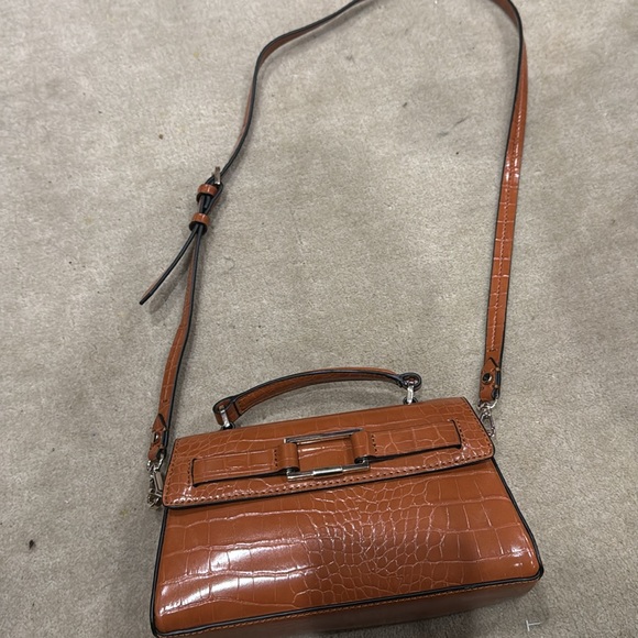 Croc detail brown mini cross body bag - Picture 6 of 6